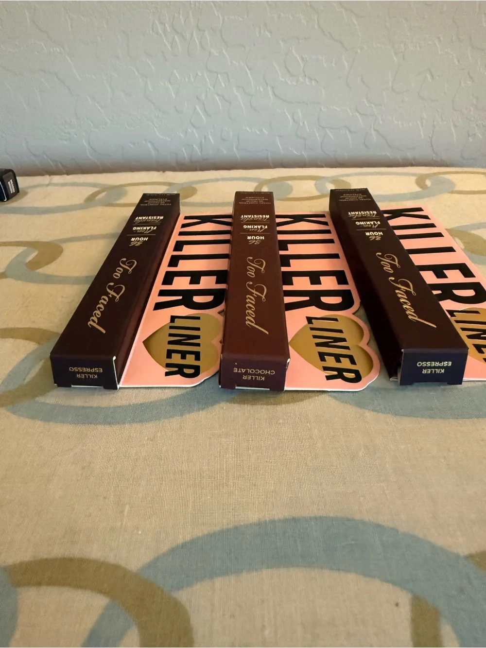Too Faced Killer Liner Eyeliner Boxes - Pink & Brown Packaging